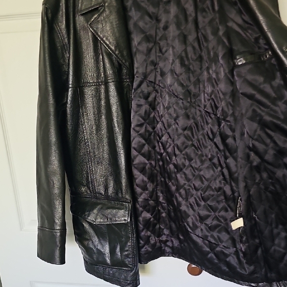 Wilsons Leather Black Trench Coat Genuine Leather - Picture 4 of 7